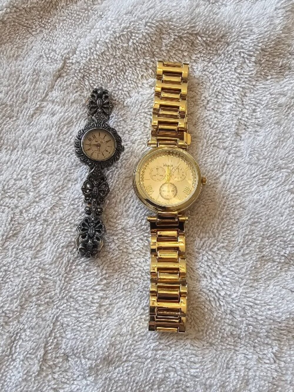 2 Watches, batteries needed Vivani Gold Tone Quartz Watch NEW, Victorian Vintage